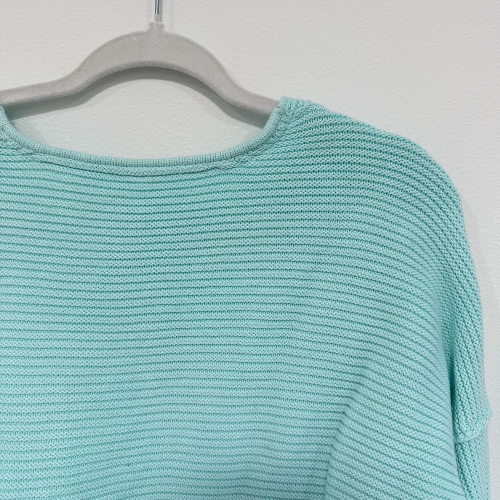 Free People La Brea Oversized Sweater Soft Blue Slouchy Knit Pullover Size M - Picture 6 of 7